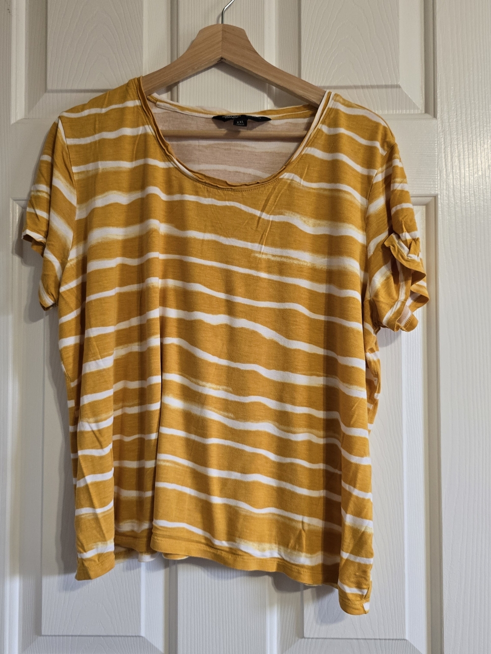 Simply Vera Vera Wang Women's XXL Yellow(Mustard)/White Striped Tee